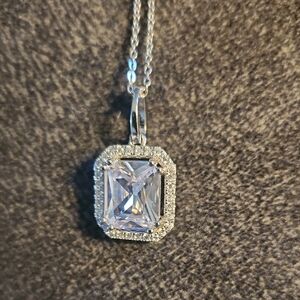 Timeless Silver and White Necklace with Sparkling Pendant